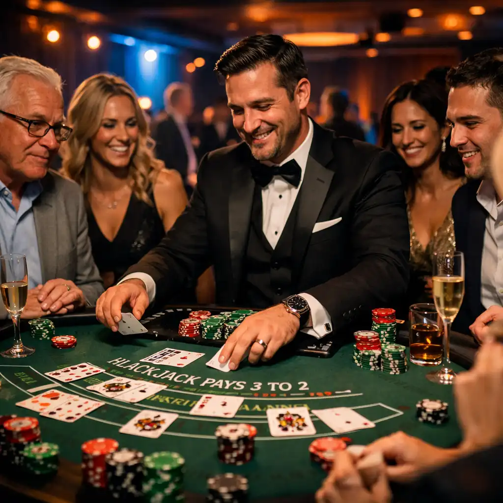 Stół blackjack na wydarzeniu firmowym